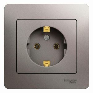 Розетка 1-м СП Glossa 16А IP20 250В с заземл. в сборе платина SE GSL001242 454418