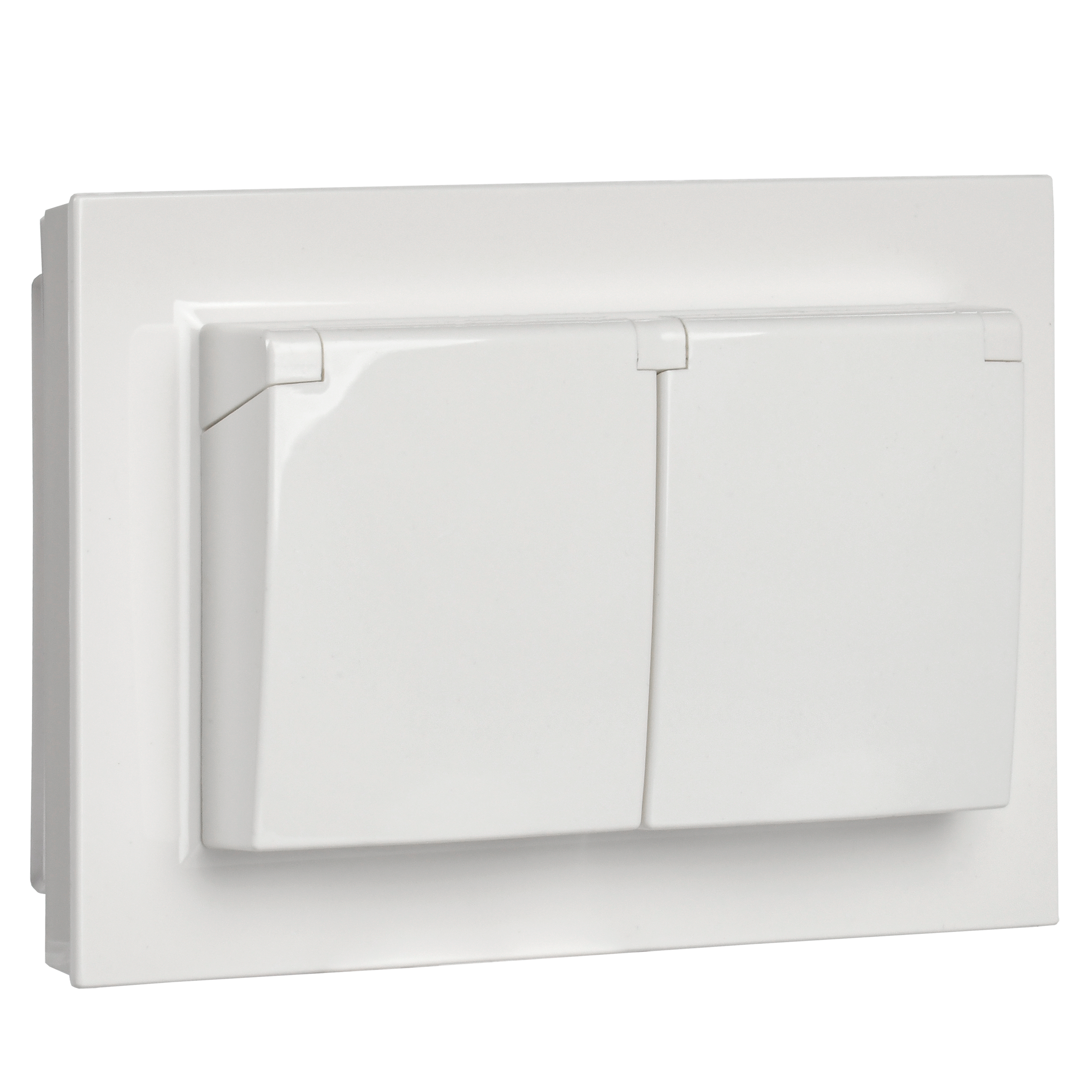 BRITE Розетка 2-местная с заземлением с защитными шторками и крышкой 16А в сборе IP44 РСбш12-3-44-БрБ белый IEK - Фото 6