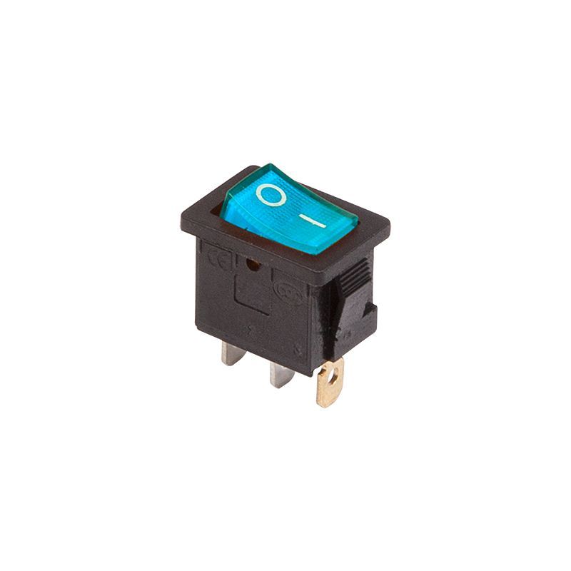 Выключатель клавишный 250V 6А (3с) ON-OFF синий с подсветкой Mini (RWB-206, SC-768) REXANT 36-2151