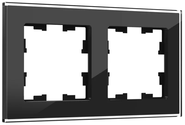 BRITE Рамка 2 -местная РУ-2-2-БрЧ стекло черный IEK BR-M22-G-K02