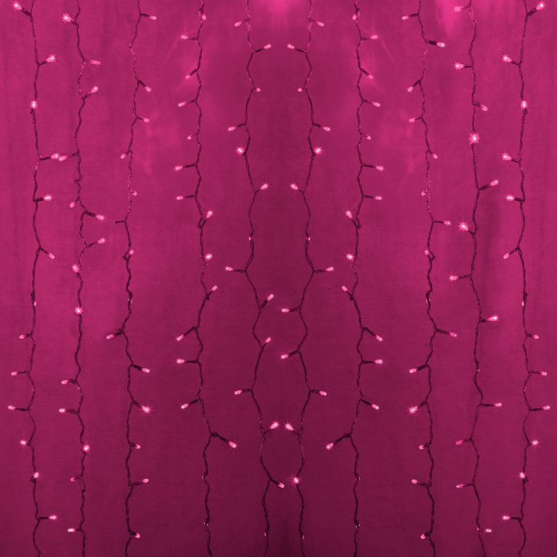 Гирлянда Светодиодный Дождь 2х1,5м, постоянное свечение, прозрачный провод, 230 В, диоды РОЗОВЫЕ (шн 235-307