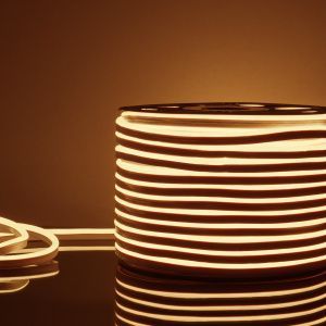 Гибкий неон светодиодный 220V 9,6W 120Led 2835 IP67 односторонний теплый белый, 50 м Elektrostandard a052995