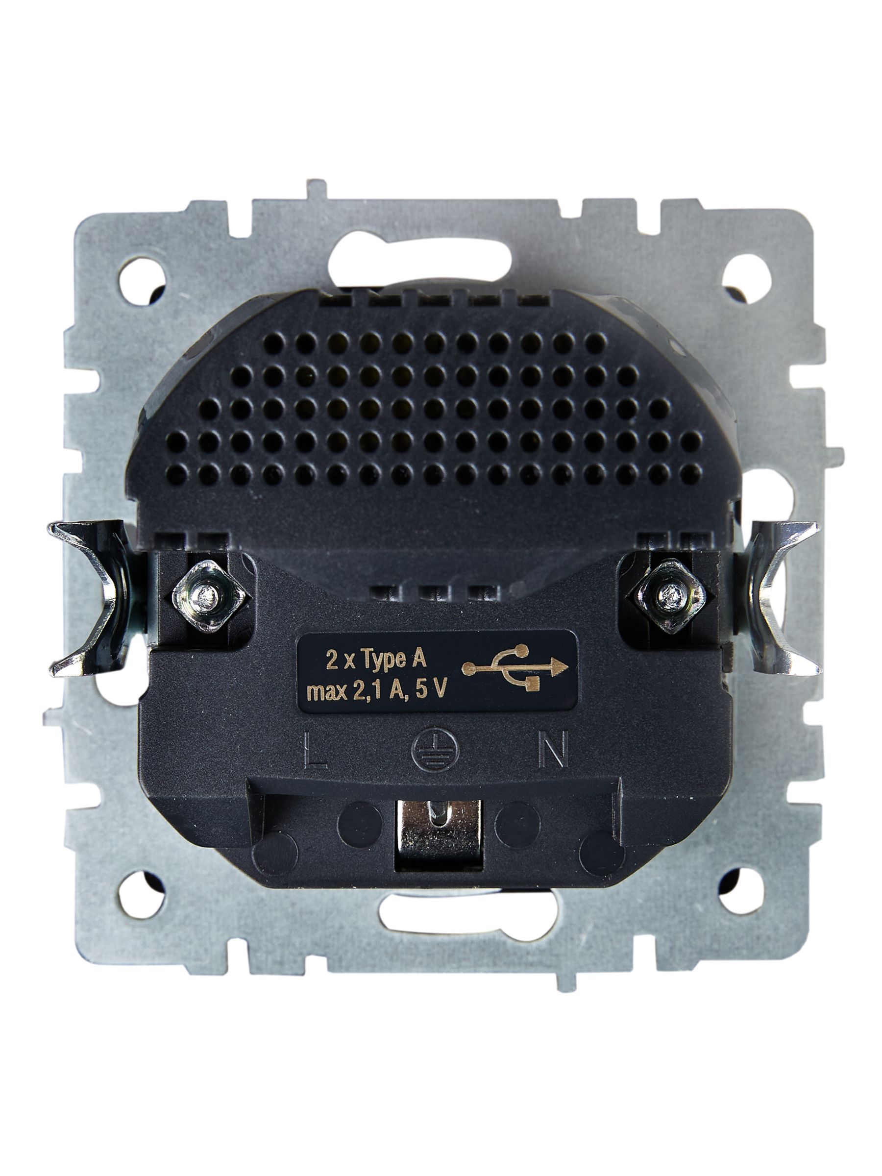 BRITE Розетка 1-местная с заземлением с защитными шторками 16А с USB A+A 5В 2,1А РЮш10-1-БрС сталь IEK - Фото 5