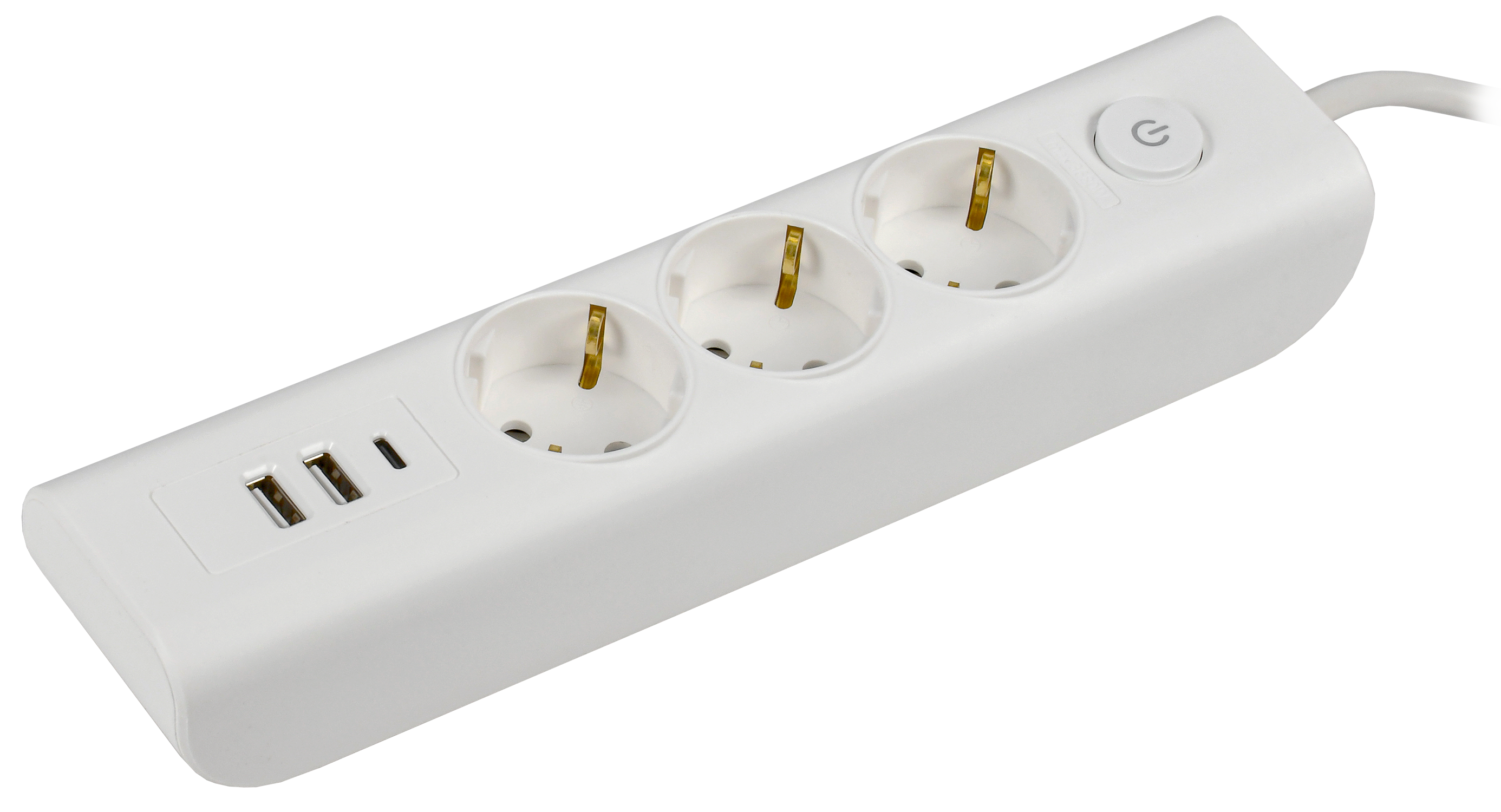 MODERN Удлинитель У03В 3 места с заземляющим контактом 2м 3х1мм2 16А/250В USBх3 белый IEK WYP12-16-03-02-ZKU-K01