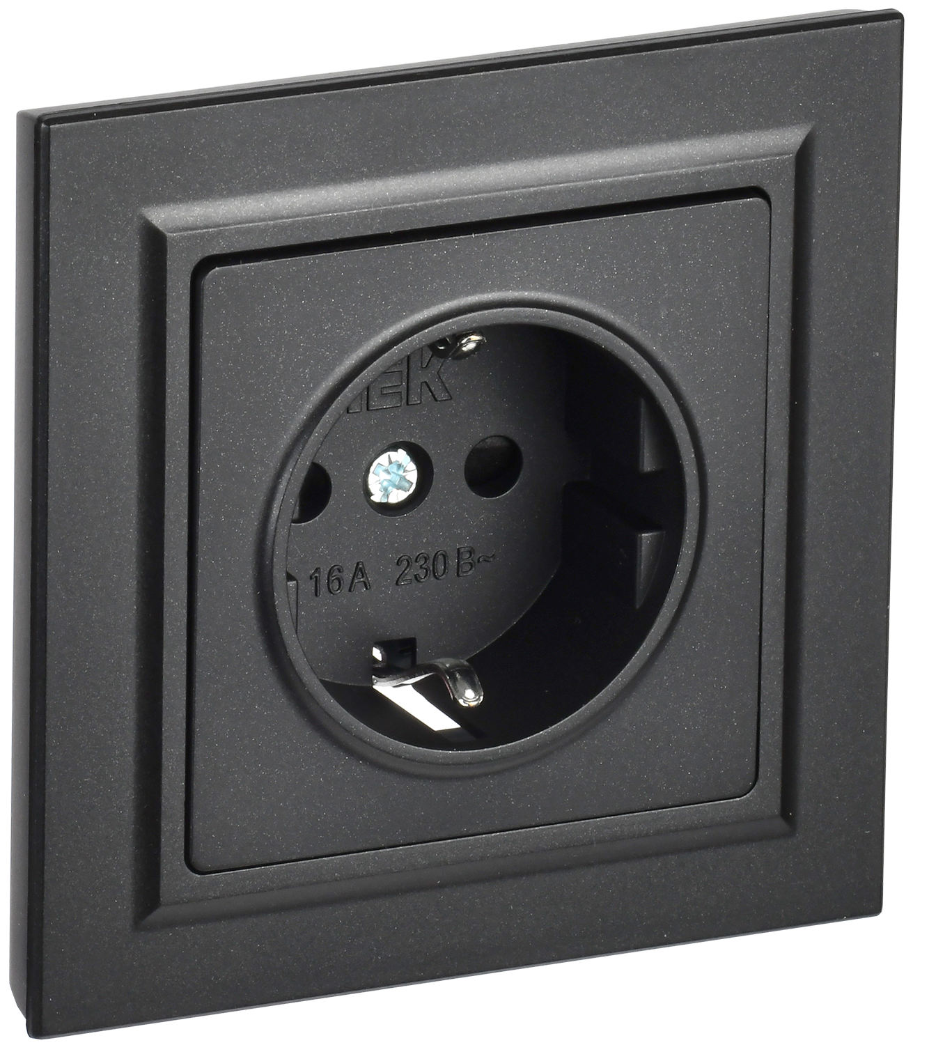 BRITE Розетка 1-местная с заземлением с защитными шторками 16А в сборе РСР14-1-0-БрЧ черный IEK BR-R14-16-K02-F