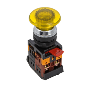 Кнопка AELA-22 желтая с подсветкой NO+NC 220В Грибок EKF pbn-aela-1o-220