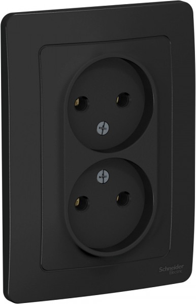 Розетка 2-м СП Blanca 16А IP20 250В без заземл. без защ. шторок антрацит SE BLNRS000026 - Фото 3