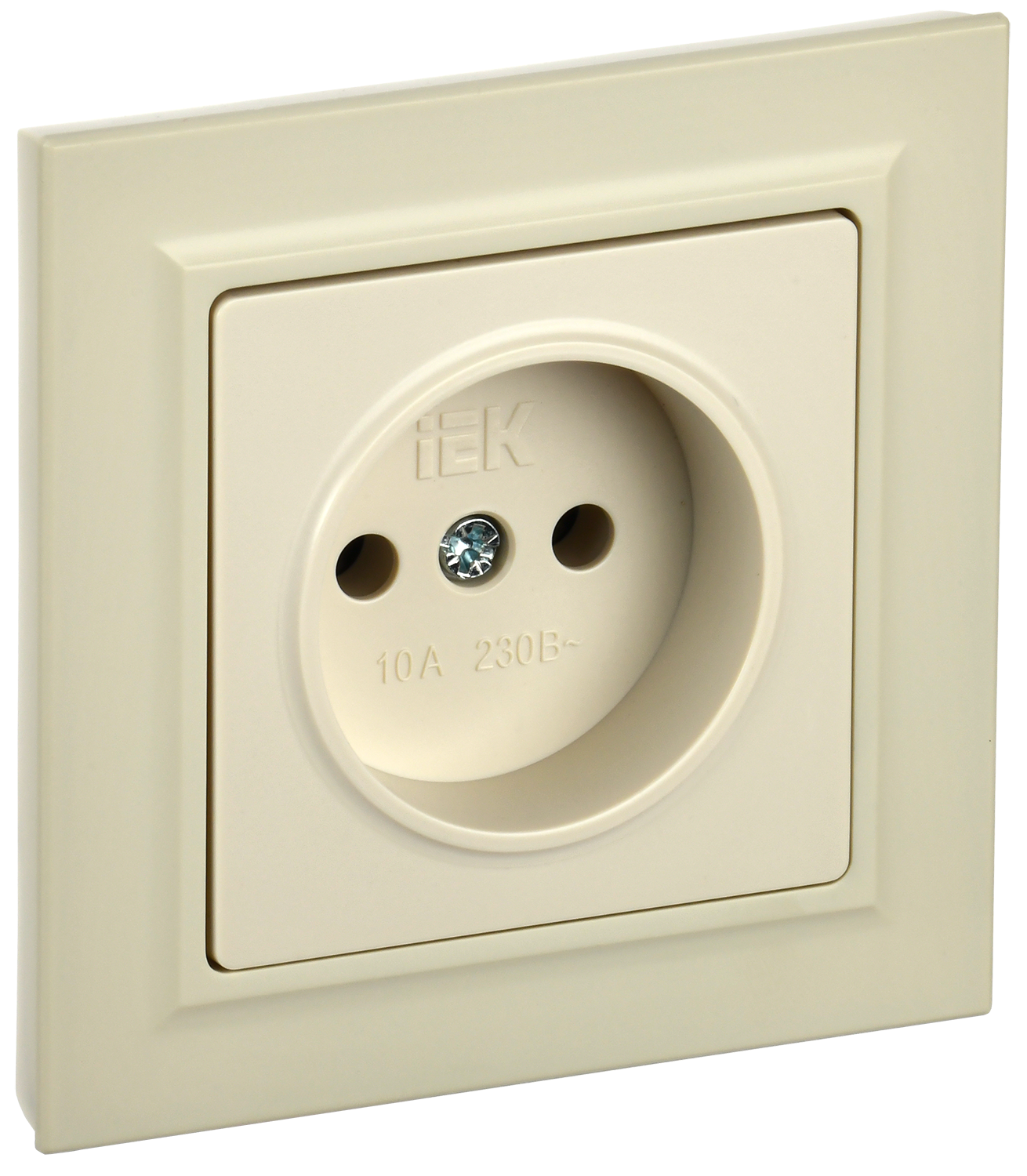 BRITE Розетка 1-местная без заземления без защитных шторок 10А в сборе РСР10-1-0-БрКр бежевый IEK