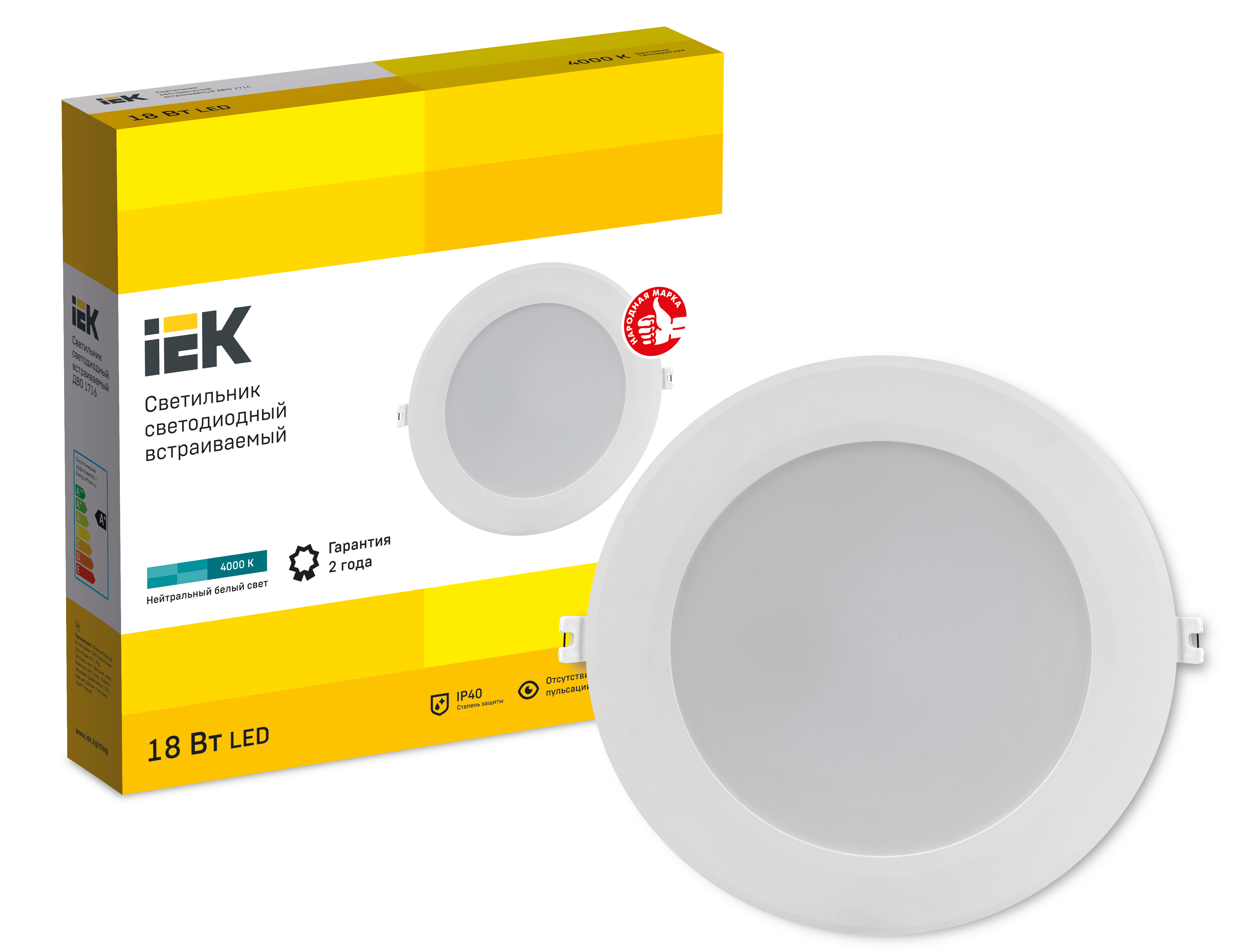 Светильник светодиодный ДВО 1716 белый круг 18Вт 4000К IP40 IEK - Фото 2