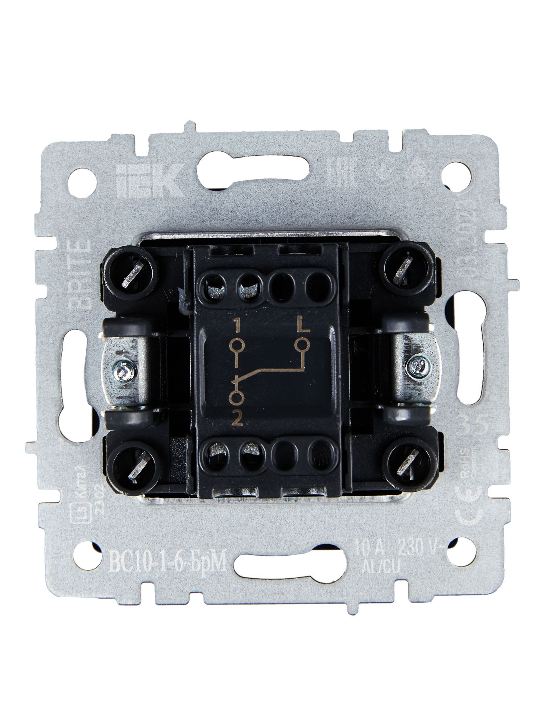 BRITE Выключатель 1-клавишный проходной 10А ВС10-1-6-БрМ маренго IEK - Фото 6