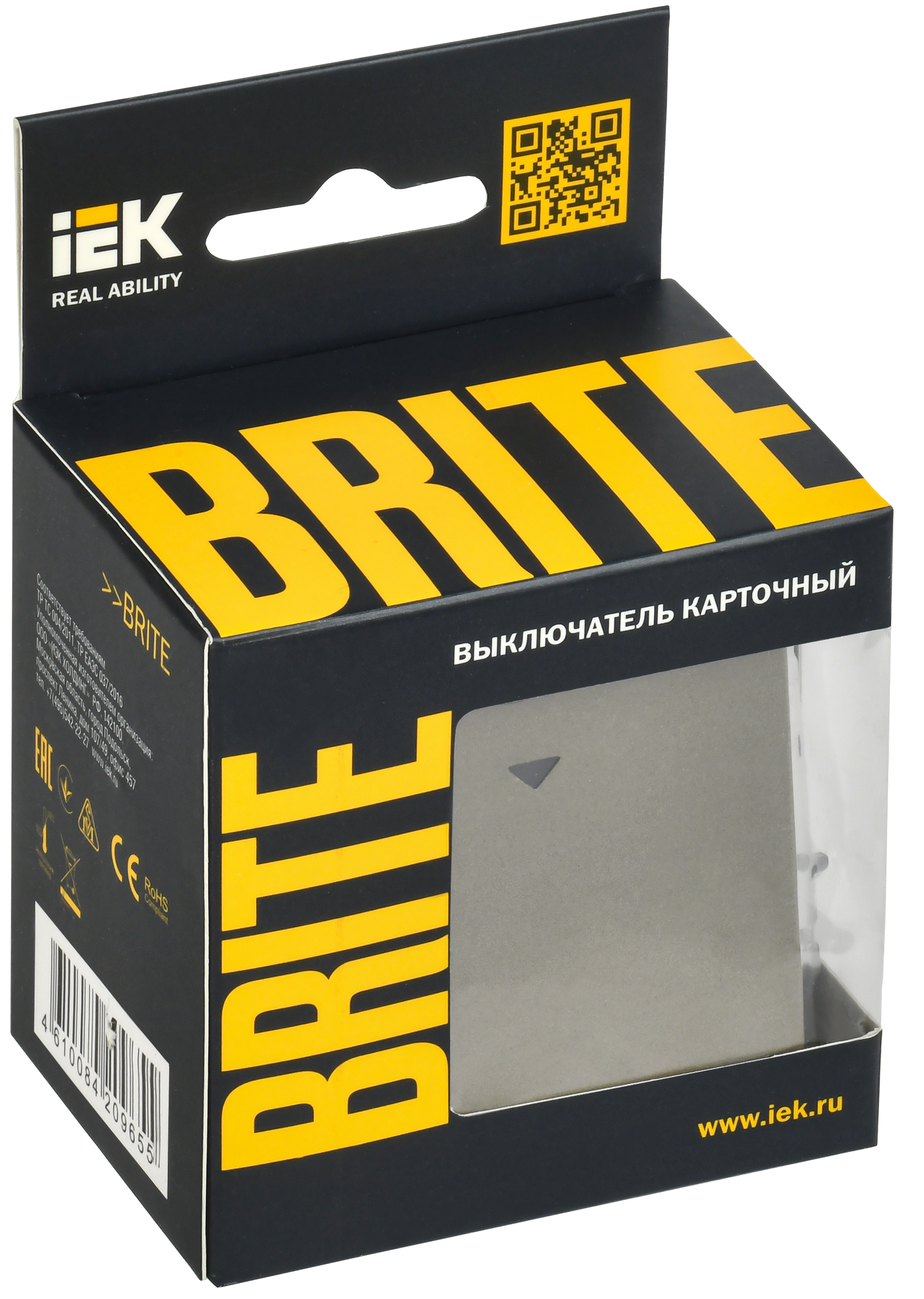 BRITE Выключатель карточный 30А ВС10-1-8-БрШ шампань IEK - Фото 2