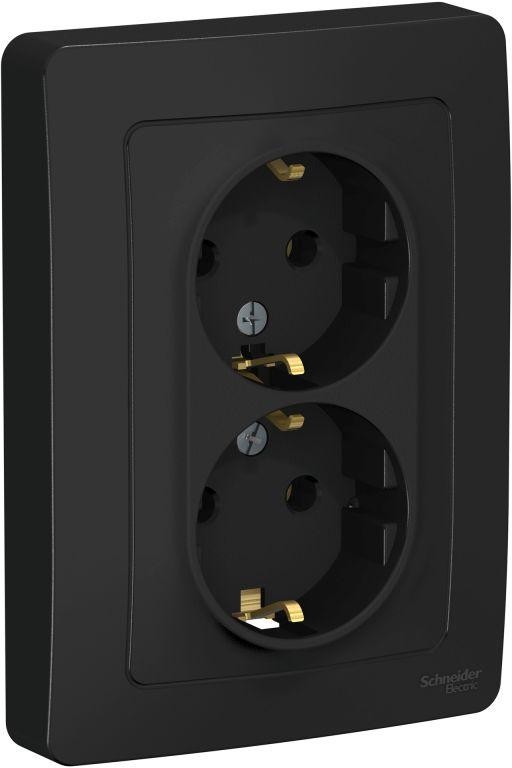 Розетка 2-м СП Blanca 16А IP20 250В с заземл. без защ. шторок антрацит SE BLNRS001026 - Фото 2