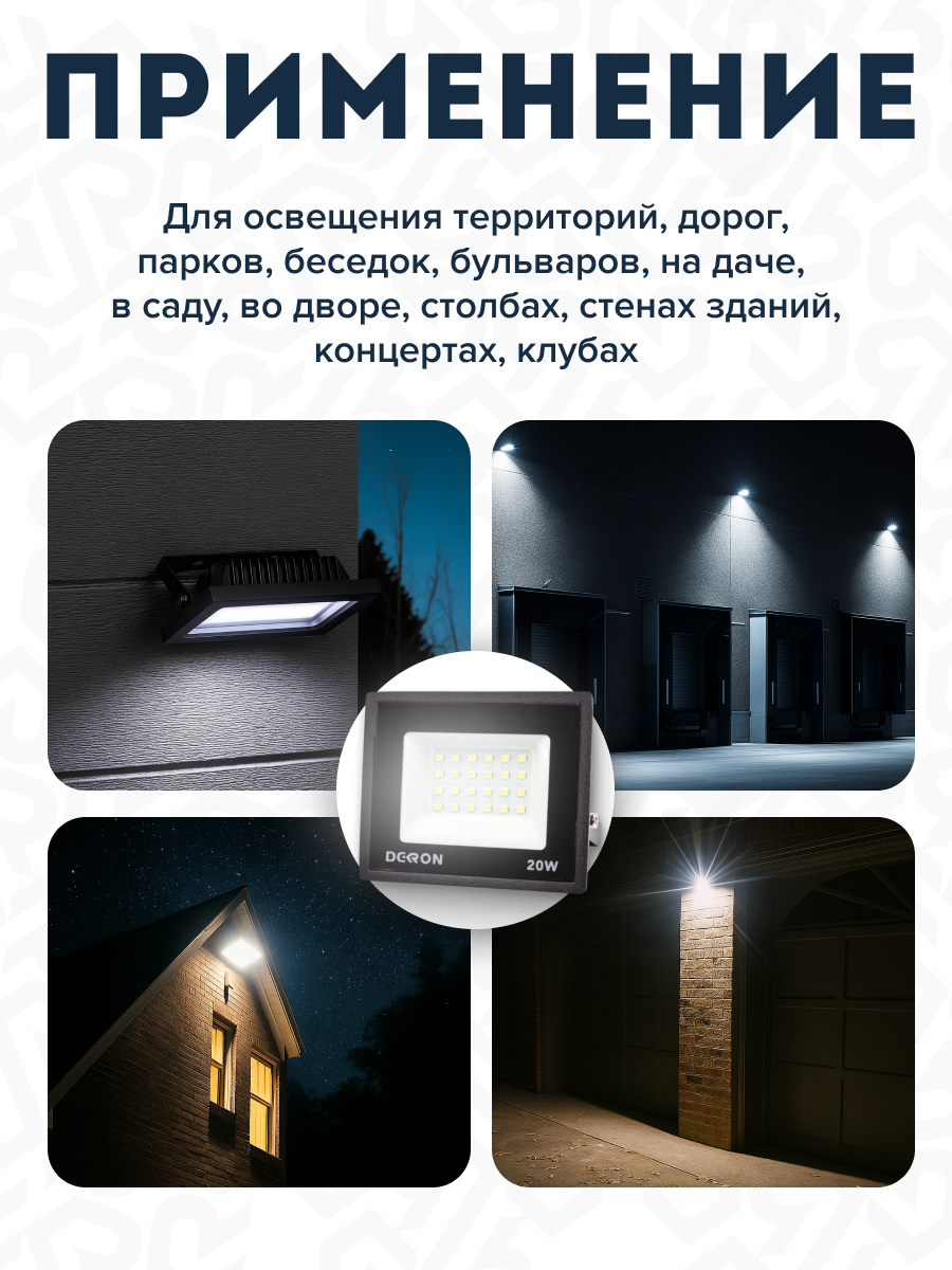 Прожектор светодиодный 20Вт, 1600лм, 6500K, черный,IP65 - Фото 5