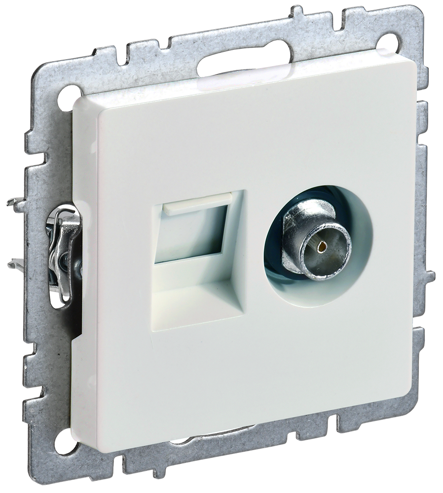 BRITE Розетка двойная TV+RJ45 кат.5E РТВ/РК12-БрЖ жемчуг IEK BR-AK20-1-K36