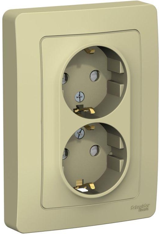 Розетка 2-м СП Blanca 16А IP20 250В с заземл. защ. шторки беж. SE BLNRS001127