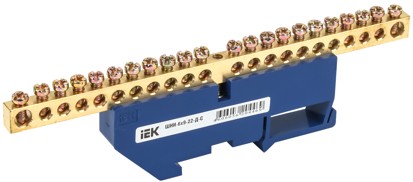 Шина N "ноль" на DIN-изол ШНИ-6х9-22-Д-С IEK