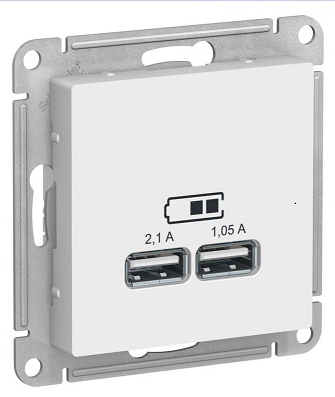 Розетка USB AtlasDesign тип A+A 5В/2.1А 2х5В/1.05А механизм лотос SE ATN001333