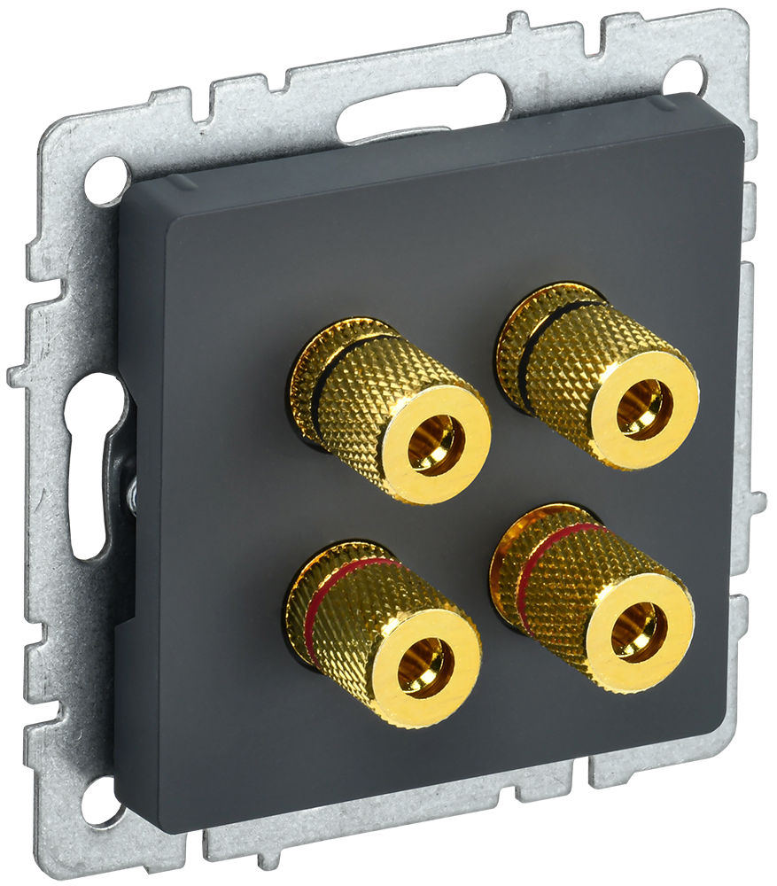 BRITE Аудиорозетка 4-местная РА10-БрГ графит IEK BR-S40-K53