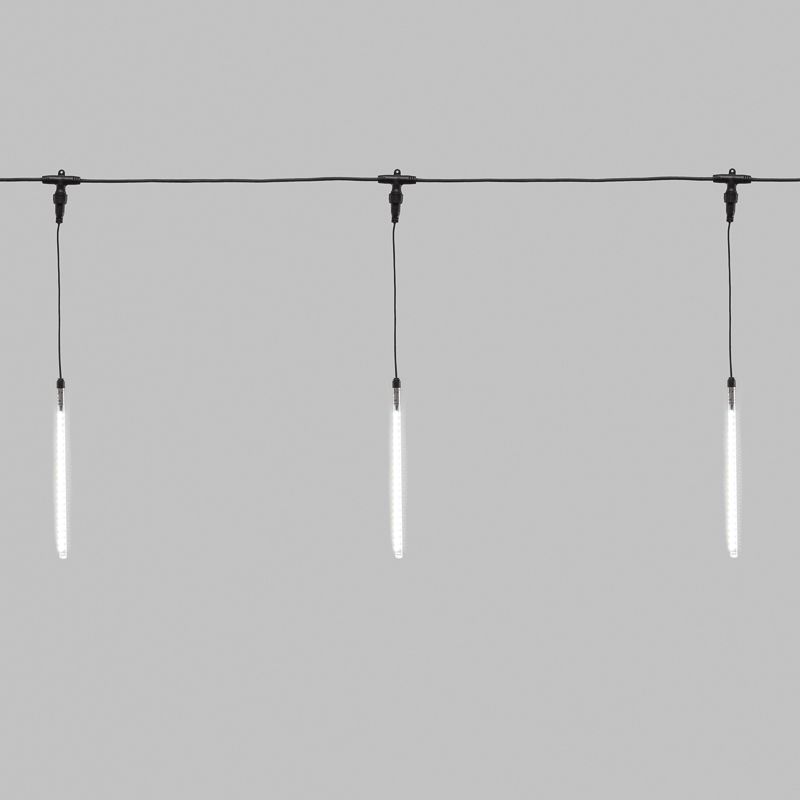 Гирлянда Тающие сосульки комплект 10 шт. х 30см, шаг 100см, 420 LED БЕЛЫЙ, черный каучук, IP65, 24В, соединяется NEON-NIGHT