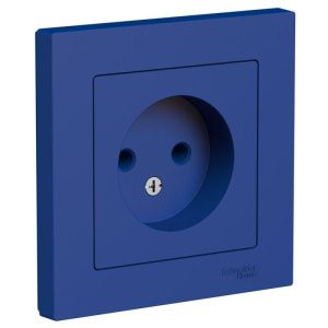 Розетка AtlasDesign 16А без заземл. в сборе аквамарин SE ATN001140