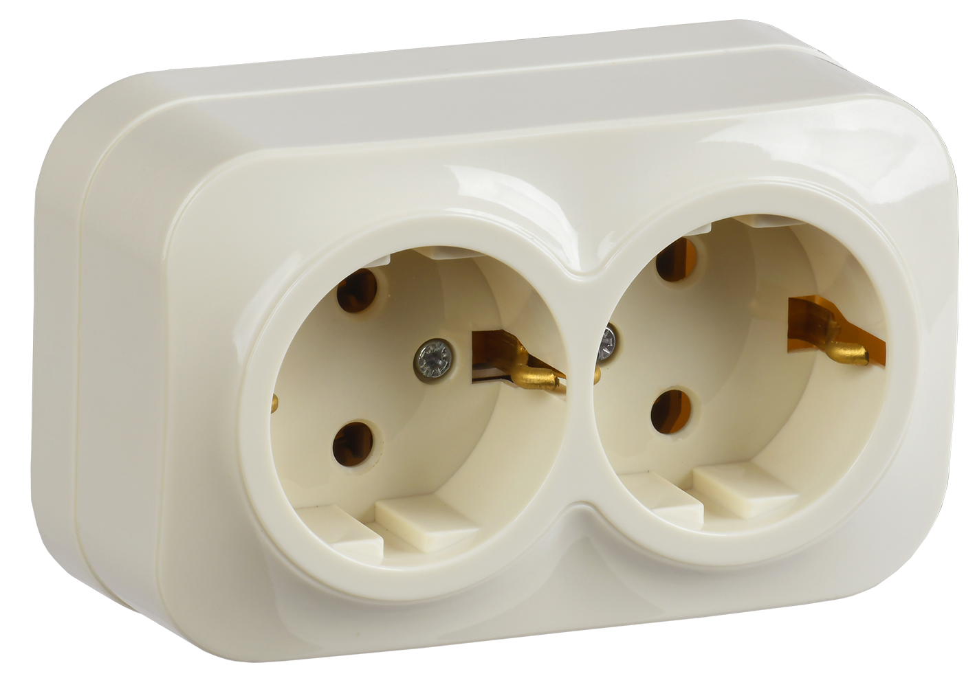 GLORY Розетка 2-местная для открытой установки с заземлением без защитных шторок 16А РС22-3-ХК кремовый IEK ERH21-K33-16