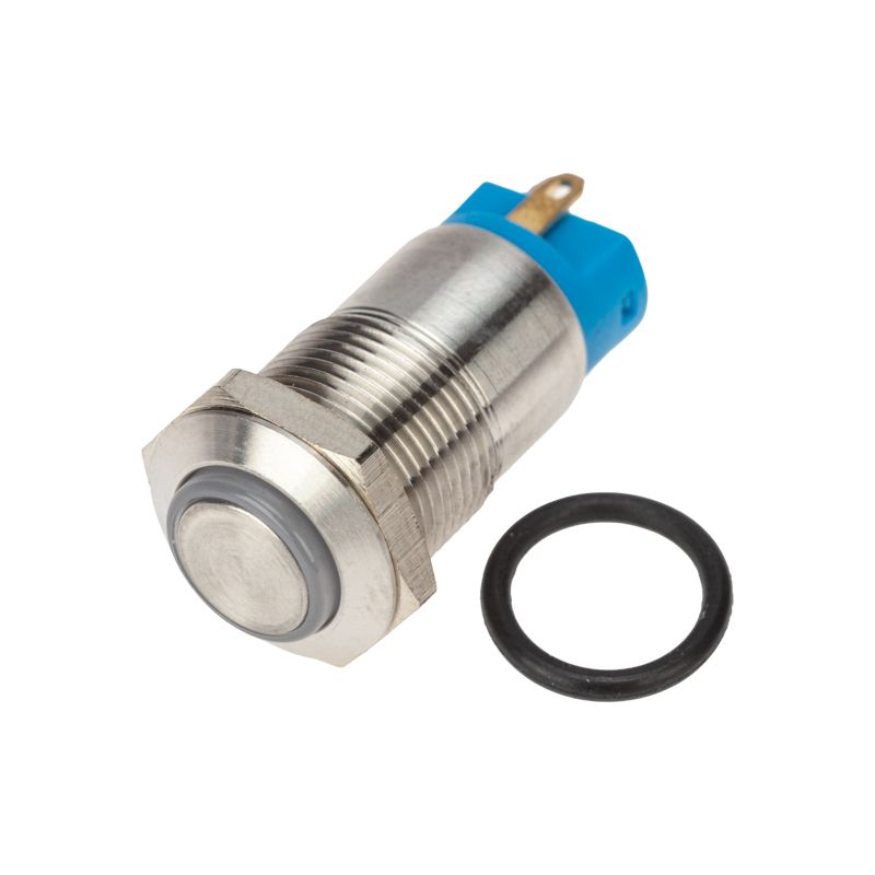 Кнопка антивандальная Ø12 36В(LED) Б/Фикс (4с) OFF-(ON) синяя (A-12-C2) REXANT 36-3211