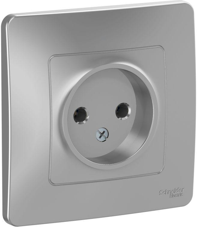Розетка 1-м СП Blanca 16А IP20 250В без заземл. без защ. шторок алюм. SE BLNRS000013 - Фото 2