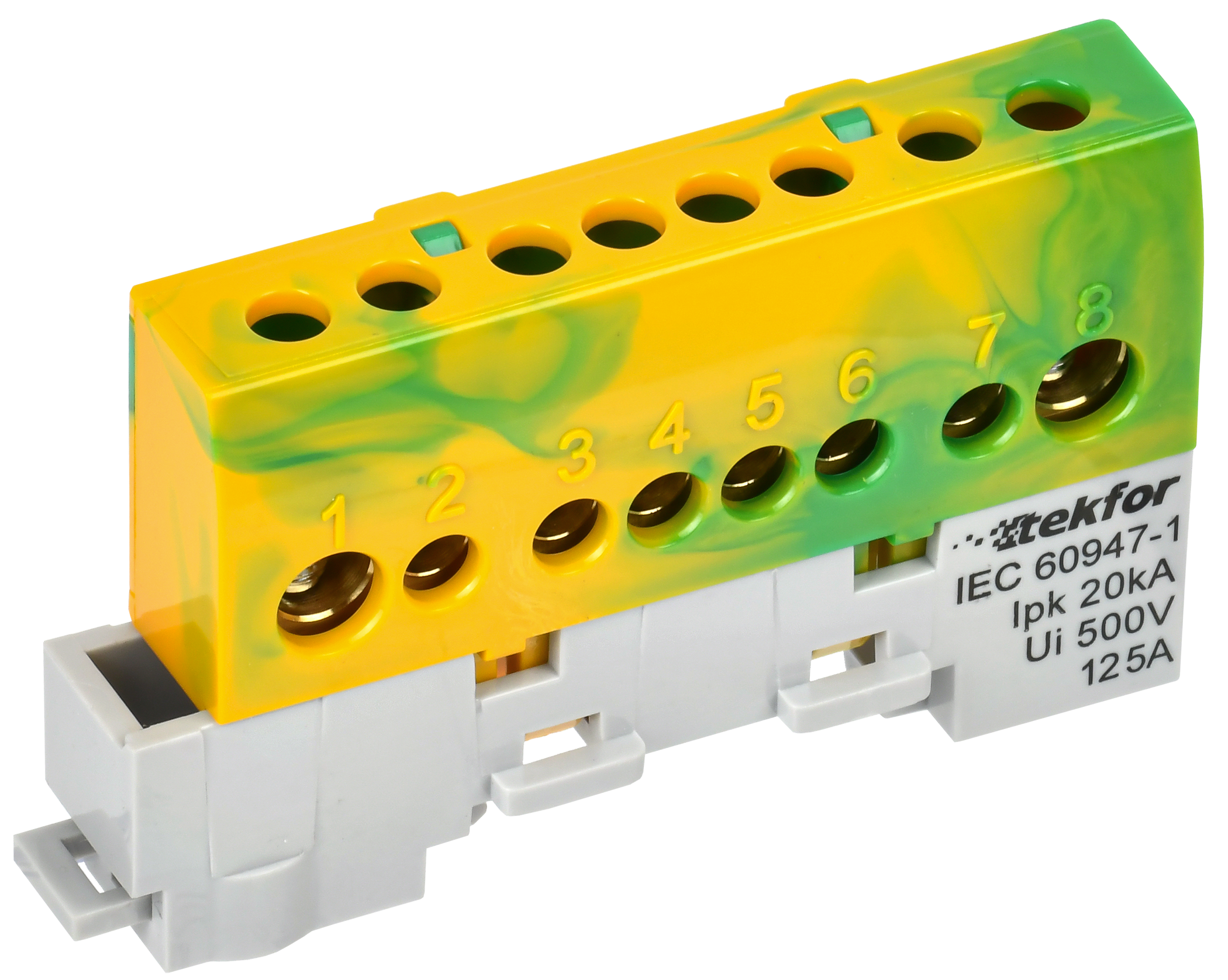 TEKFOR Шина PE "земля" изолированная на универсальном держателе 8х12-8-ЖЗ IEK TF-NN20-08-KL-K52