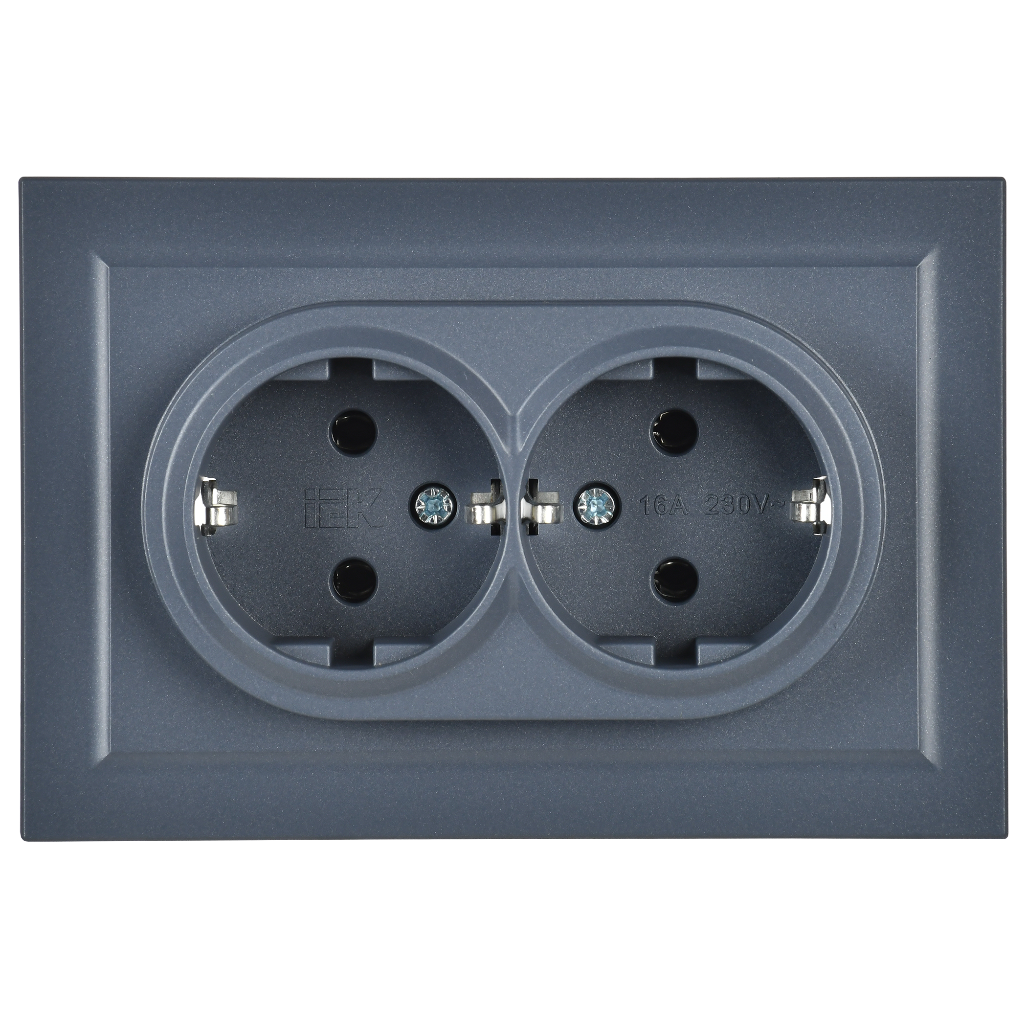 BRITE Розетка 2-местная с заземлением без защитных шторок 16А в сборе РС12-3-БрМ маренго IEK - Фото 6