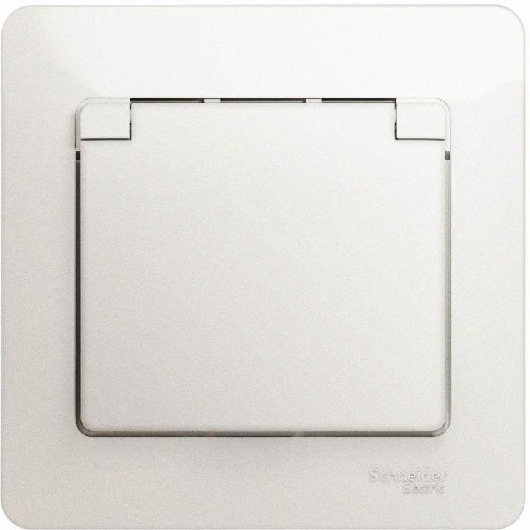 Розетка 1-м СП Glossa 16А IP20 с заземл. защ. шторки с крышкой в сборе перламутр. SE GSL000646