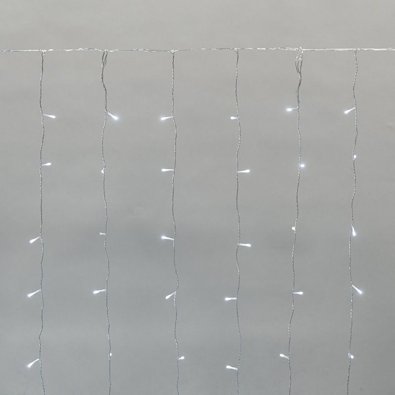 Гирлянда Дождь светодиодный 2х3м, эффект мерцания, прозрачный провод, IP44, 230В, диоды БЕЛЫЕ, 300LED NEON-NIGHT 235-555