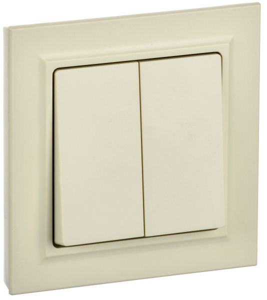 BRITE Выключатель 2-клавишный 10А в сборе ВСР10-2-0-БрКр бежевый IEK BR-V20-0-10-K10-F