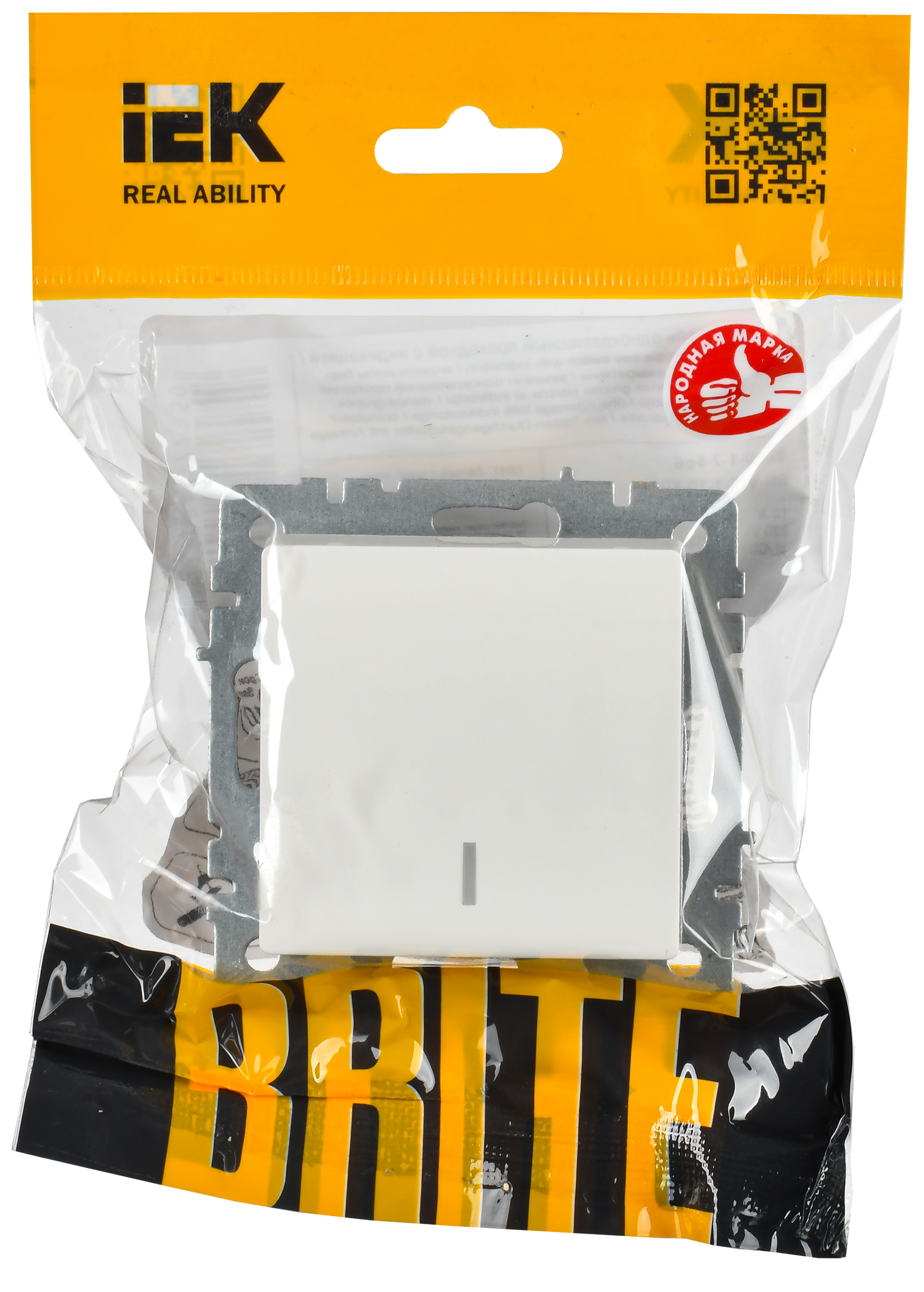 BRITE Выключатель 1-клавишный проходной с индикацией 10А ВС10-1-7-БрБ белый IEK - Фото 2