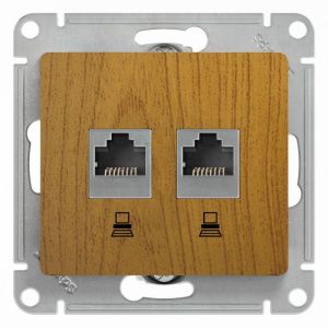 Розетка компьютерная 2-м Glossa RJ45 кат.5E механизм дерево дуб SE GSL000585KK 463575
