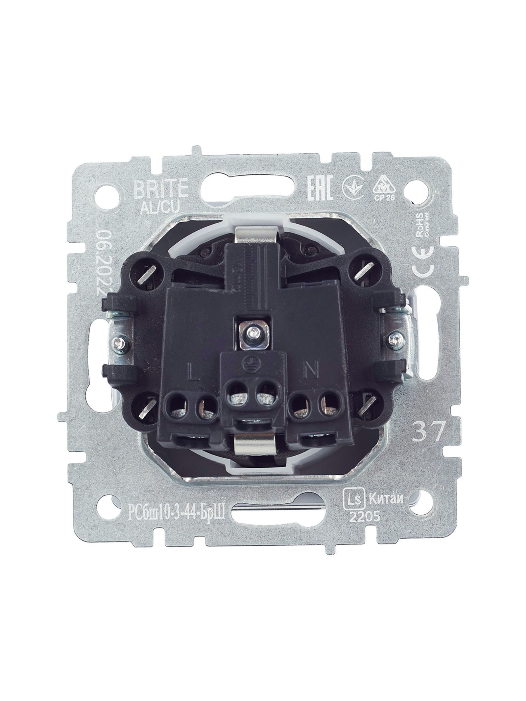 BRITE Розетка 1-местная с заземлением с защитными шторками и крышкой 16А IP44 РСбш10-3-44-БрШ шампань IEK - Фото 2