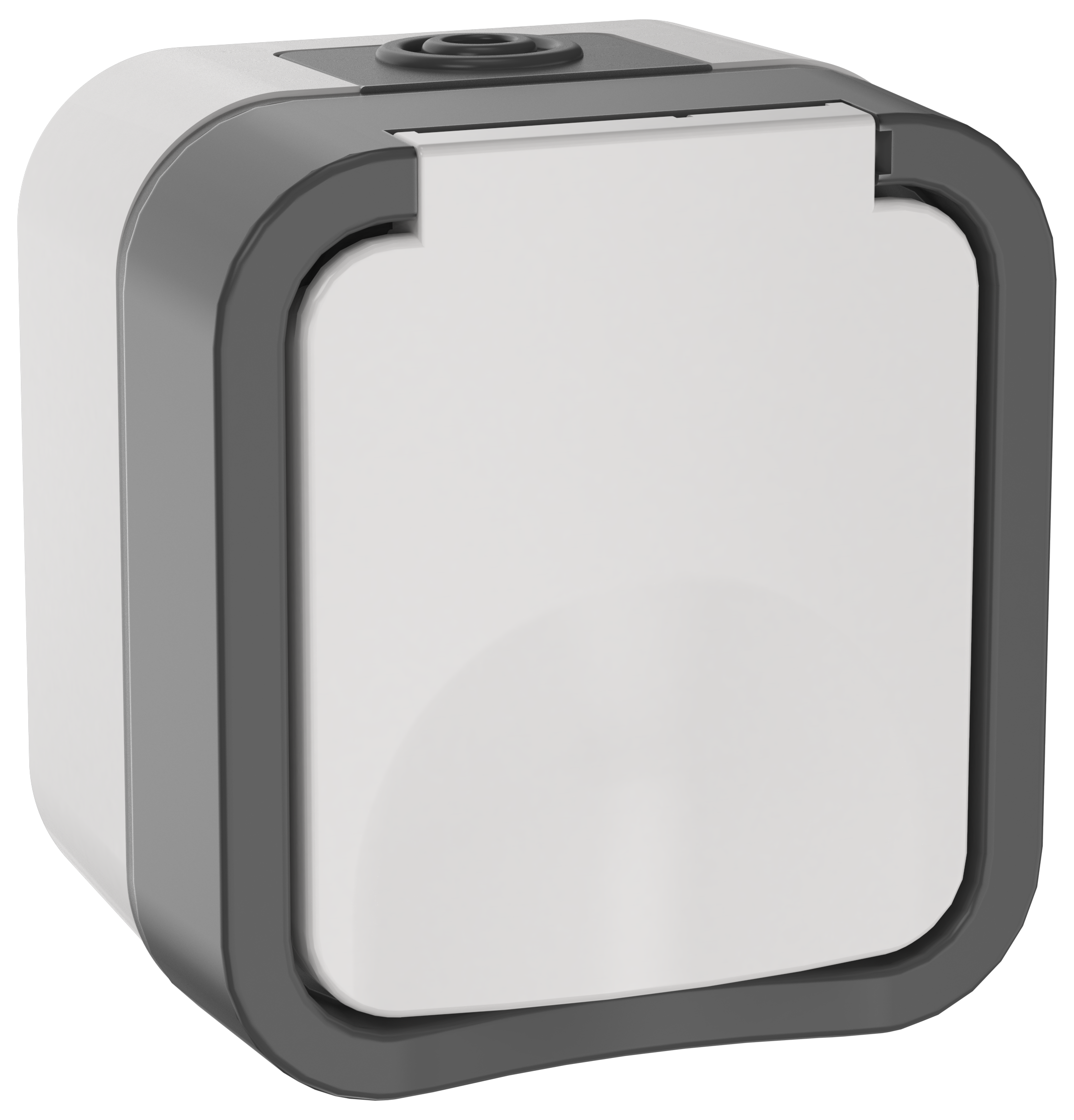 TORS Розетка 1-местная заземляющим контактом и крышкой 16А IP55 TS220 серо-белый IEK TS-R16-16-55-K41