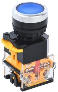 Кнопка управления D8-11T d=22мм 1з+1р с фиксацией синяя IEK BBT30-11T-3-21-K07