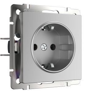 Розетка с заземлением (серебряный) Werkel W1171006