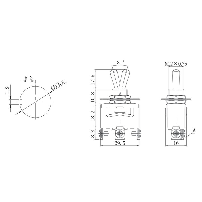 Тумблер 250V 15А (3c) ON-OFF-ON однополюсный (KN-103) REXANT - Фото 2