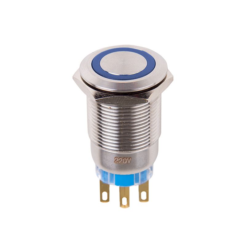 Кнопка  антивандальная Ø19 12В Б/Фикс (5с) (ON)-OFF/(OFF)-ON синяя (A19-C1) REXANT (в упак. 1шт.) - Фото 4