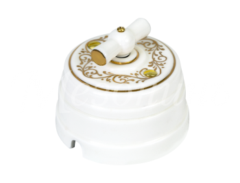 Выключатель ретро поворотный на два положен (1-клавишный, в комплекте с подъемной рамкой D70x60), 