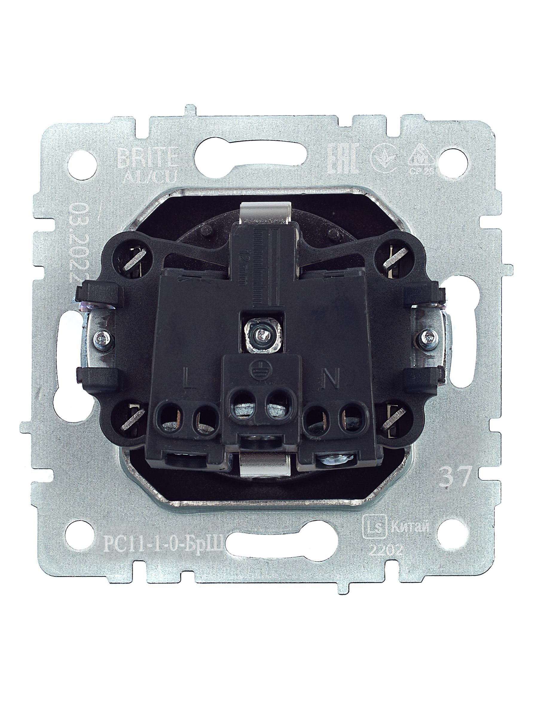 BRITE Розетка 1-местная с заземлением без защитных шторок 16А РС11-1-0-БрШ шампань IEK - Фото 3