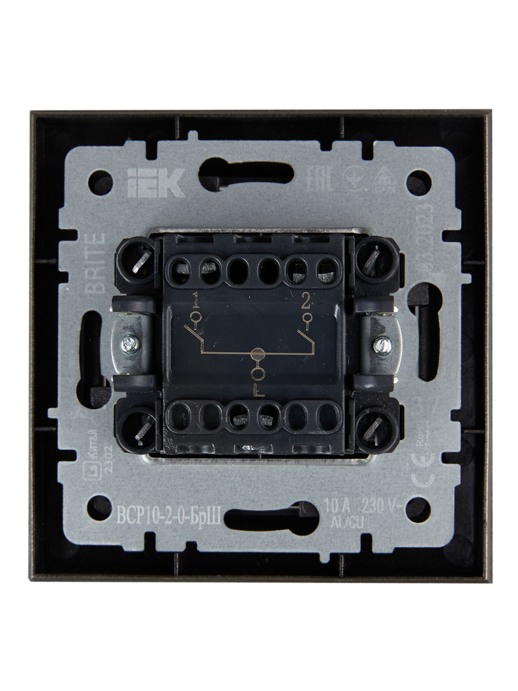 BRITE Выключатель 2-клавишный 10А в сборе ВСР10-2-0-БрШ шампань IEK - Фото 4