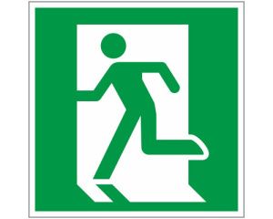 Знак наклейка E01-01 "Выход здесь" (левосторонний) (200х200) EKF an-5-01