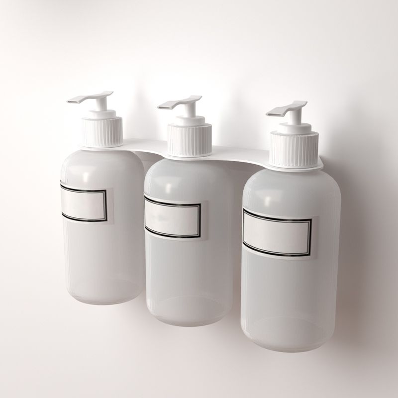 Держатель дозатора для жидкого мыла и шампуней на 3 флакона настенный, белый REXANT 38-0702