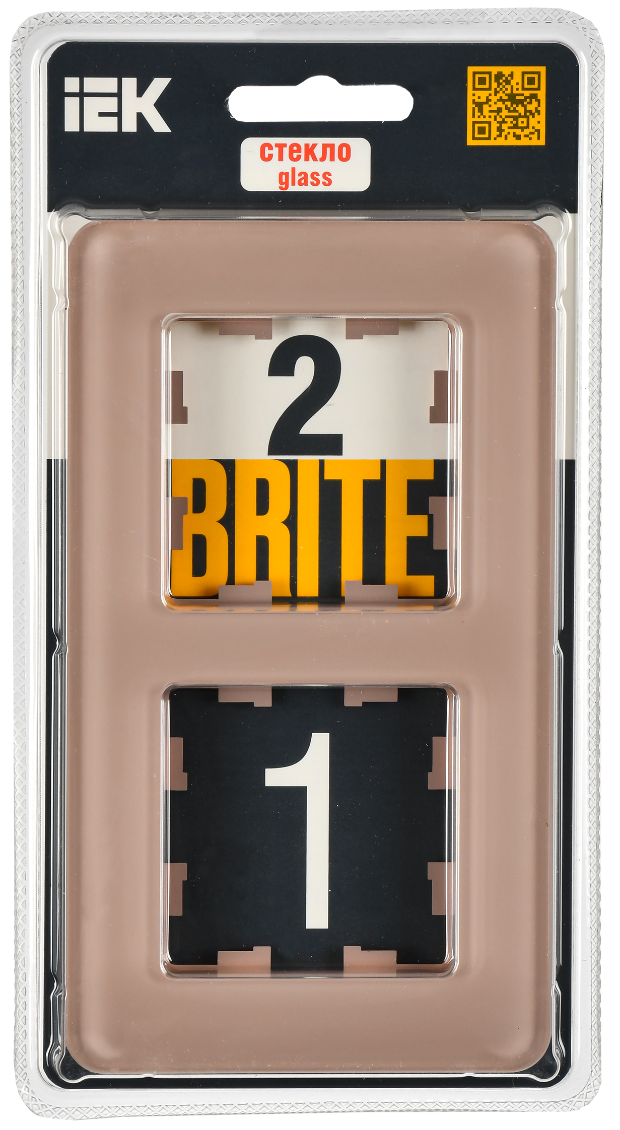 BRITE Рамка 2-местная РУ-2-2-Бр стекло дымчатый RE IEK - Фото 2