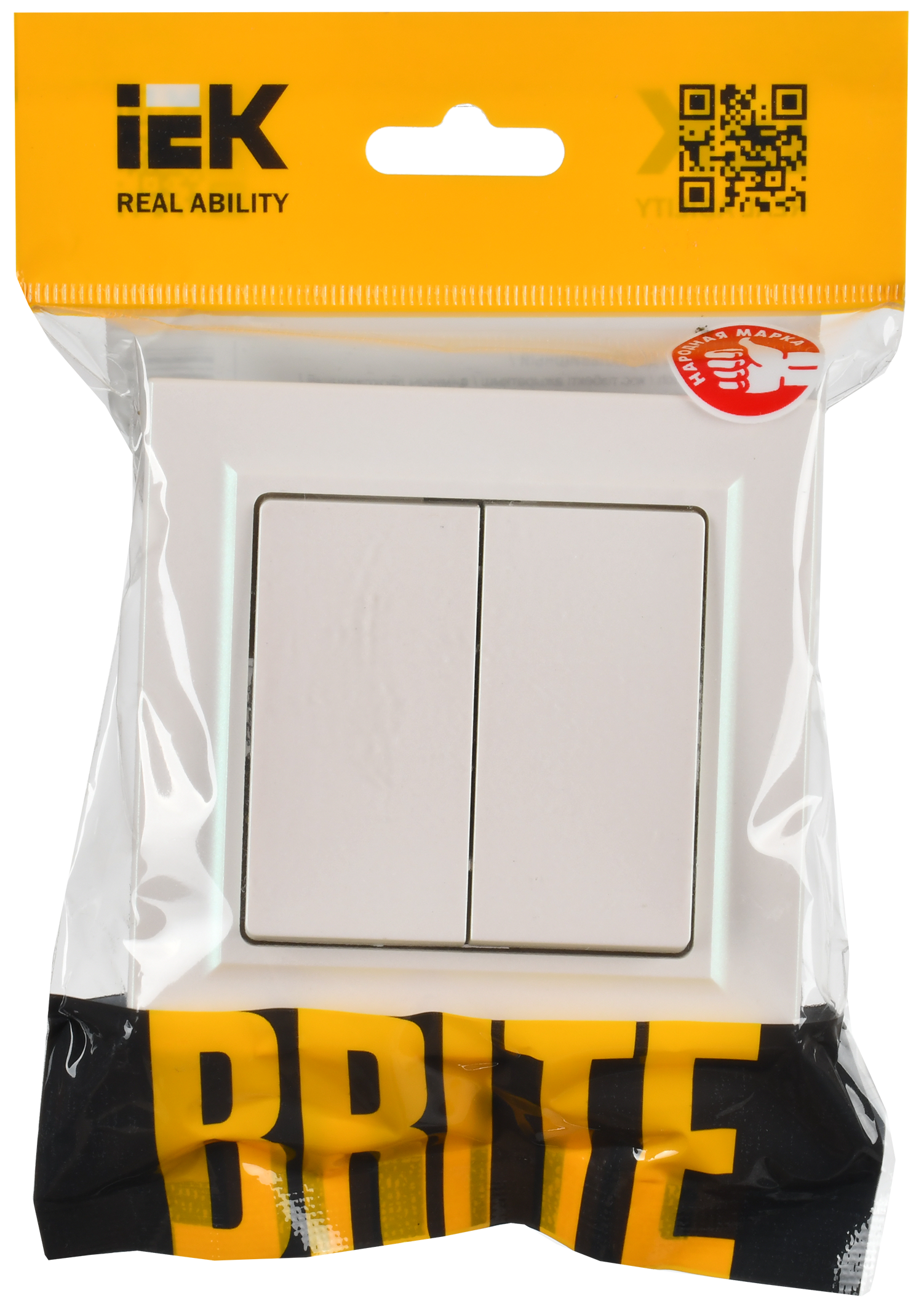 BRITE Выключатель 2-клавишный 10А в сборе ВСР10-2-0-БрЖ жемчуг IEK - Фото 2