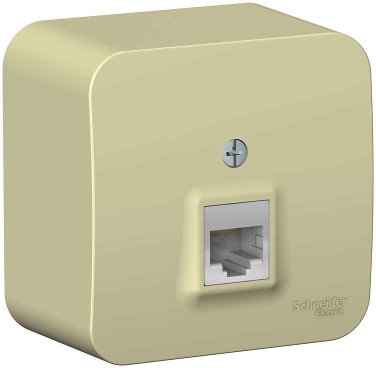 Розетка компьютерная 1-м ОП Blanca RJ45 кат.5E с изолир. пластиной беж. SE BLNIA045007 - Фото 3
