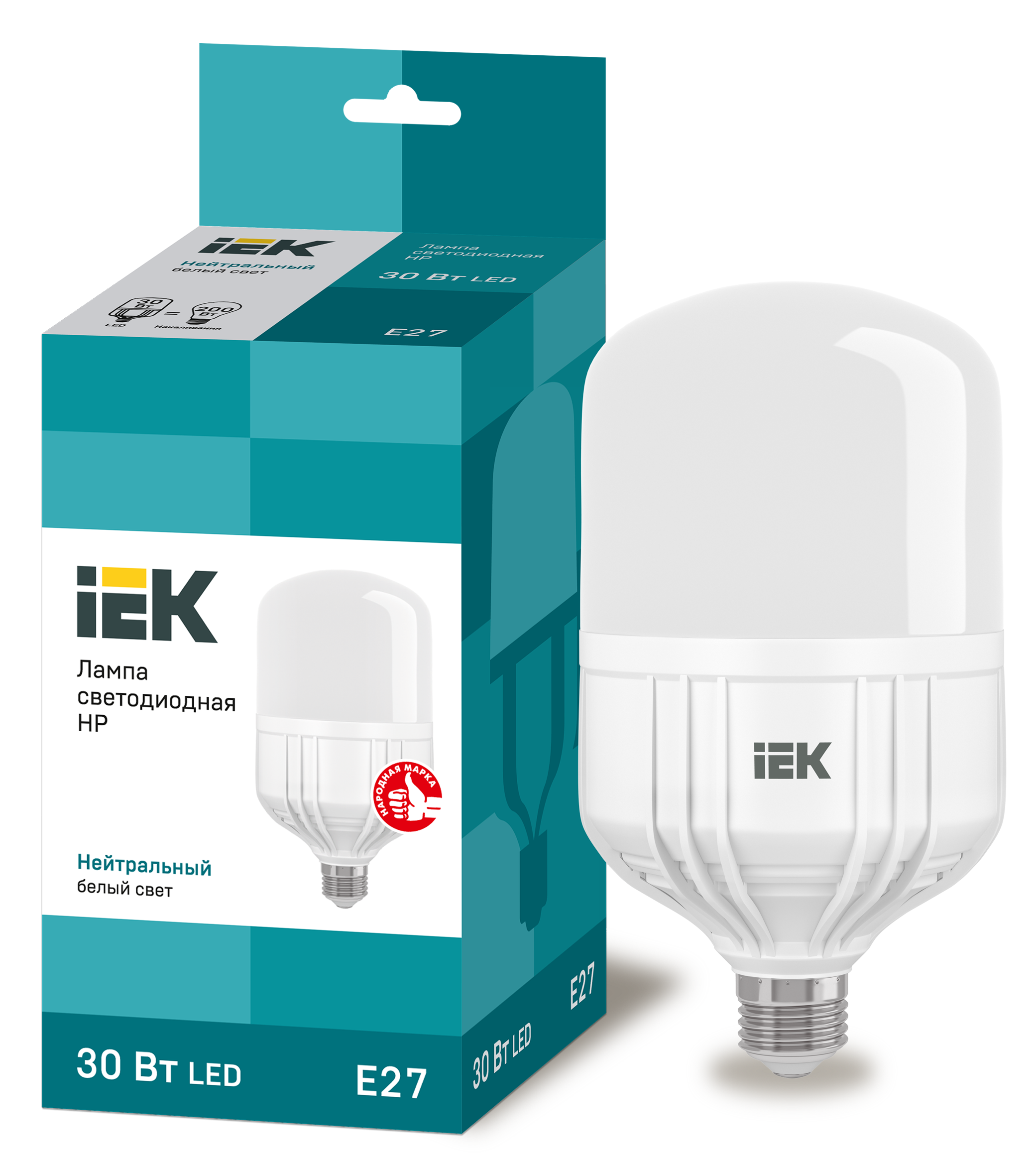 Лампа светодиодная HP 30Вт 230В 4000К E27 IEK LLE-HP-30-230-40-E27