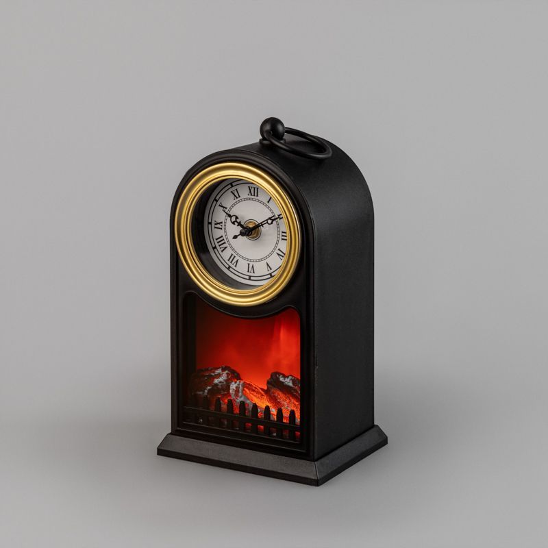Светодиодный камин Старинные часы с эффектом живого огня 14,7x11,7x25 см, черный, батарейки 2хС (не в комплекте) USB NEON-NIGHT 511-020